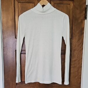 White Turtleneck Long Sleeve Top